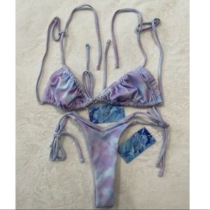 NWT Vylvet Swim Bikini Set Purple Tiedye Super Cheeky Size XS